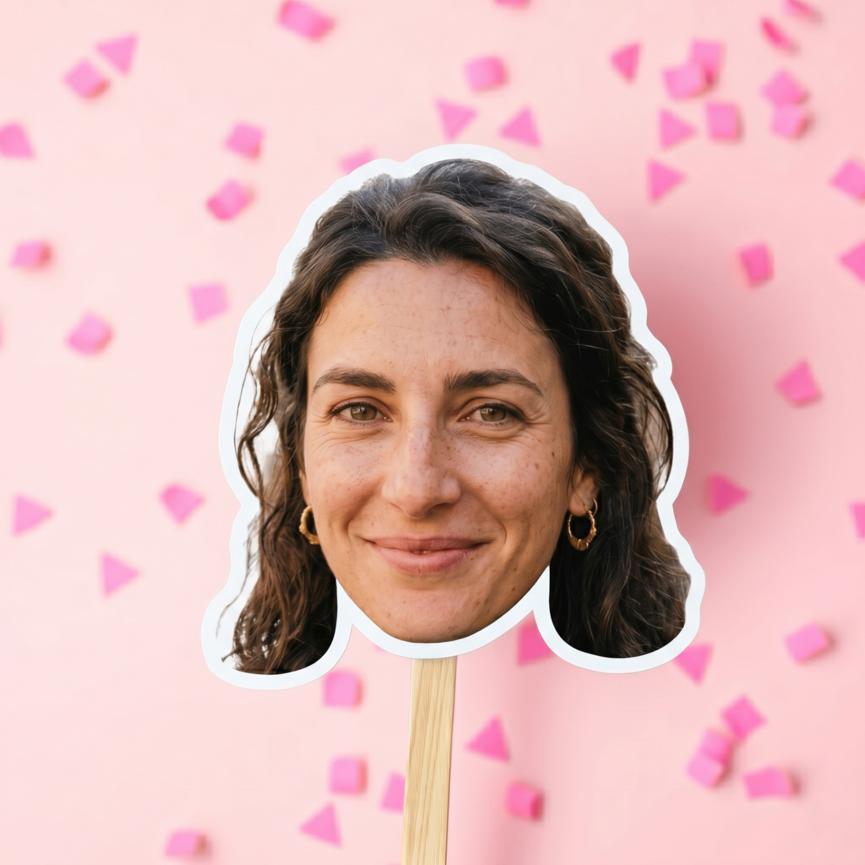 Party maska sa licem žene na štapiću